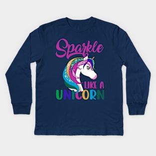Sparkle like a Unicorn cute drawing colorful rainbow Kids Long Sleeve T-Shirt